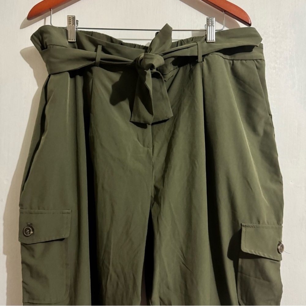 Calvin Klein Military Green Tie Waist Pants